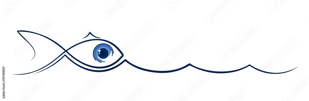 Obraz premium Symbol of stylized sea fish with big eye. 