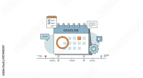 Limited palette flat minimal illustration of project deadline planning session