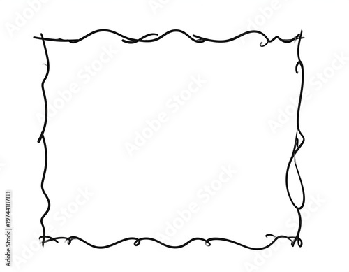 A simple black line forming a rectangular frame with wavy edges and small spikes