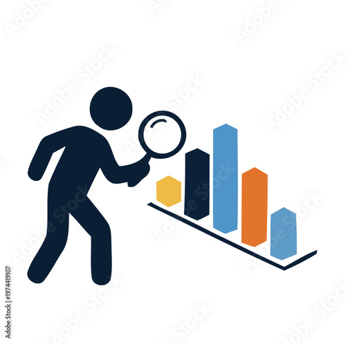 Business Data Analysis and Growth Chart Illustration Flat Design
