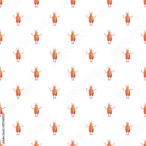 Repeating pattern of cute orange cartoon cockroach characters standing, creating a humorous texture