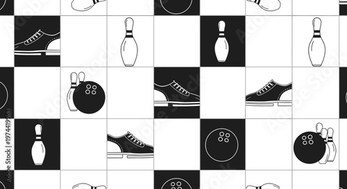 Bowling Shoes, Pins, and Balls - A Patterned Sports Design.