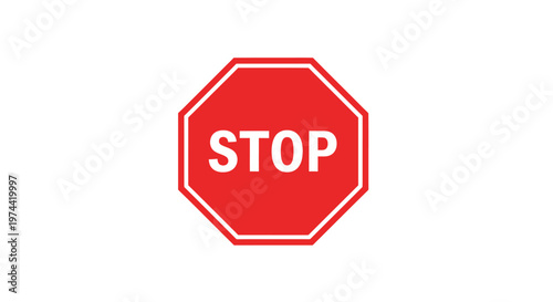 Bright Red Octagonal Stop Sign with White Border and Text.