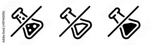 Black and white laboratory flask icons silhouette style chemistry symbols