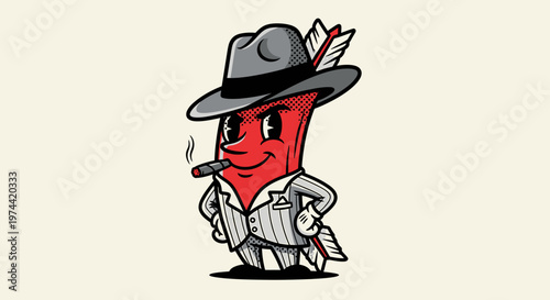 Cartoon Character with a Hat and Cigar Posing Confidently.