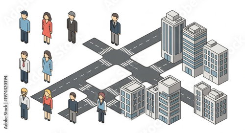 Isometric Standing People Characters in Simple Style.