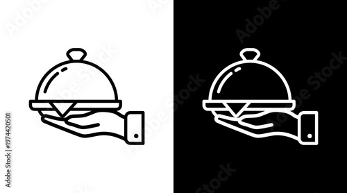 Food Delivery White Icon Set Design