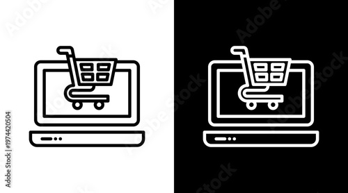 Online Shopping White Icon Set Design