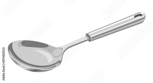 Closeup of a metal serving spoon.