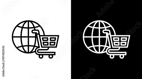 Commerce White Icon Set Design
