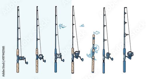 Collection of Fishing Rods - Angling Equipment for Outdoor Recreation.