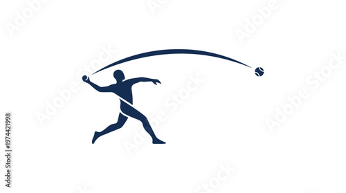 Silhouette Of Athlete Throwing A Shot Put