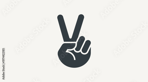 Victory Hand Gesture on White Background