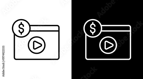 Paid Content White Icon Set Design