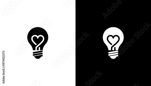 Black and white heart light bulbs.