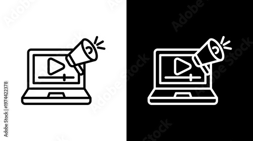 Video Marketing White Icon Set Design