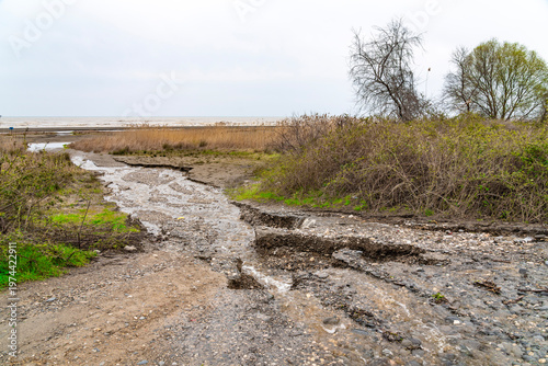 A road completely washed away after severe flooding