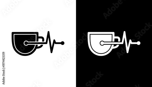 Medical Cup ECG Heartbeat Line Icon.