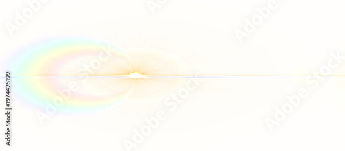 Cinematic golden Lens flare and chromatic aberration overlay transparent png