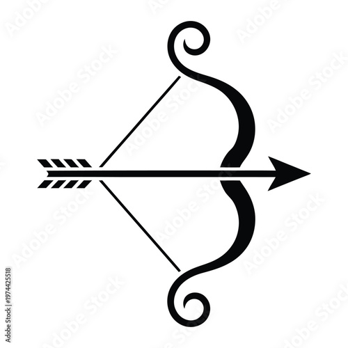 Minimalist Bow and Arrow Icon – Archery Symbol with Clean Geometric Design