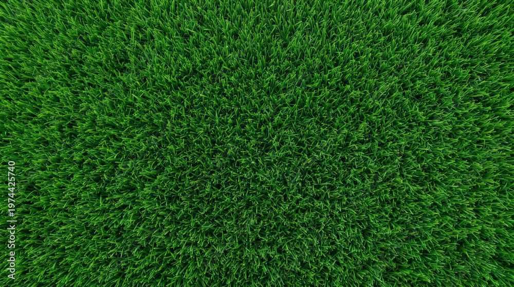 Fototapeta premium Overhead view of a lush and vibrant green lawn featuring thick blades of grass perfect for landscaping gardening or nature backgrounds in high resolution for professional design use.