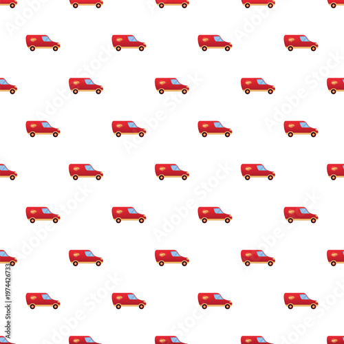 Red delivery vans creating a repeating pattern for transportation and shipping concepts