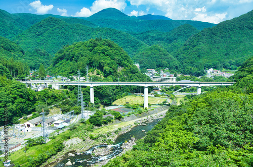 Fotografie 栃木県日光市　川治温泉と野岩鉄道の風景