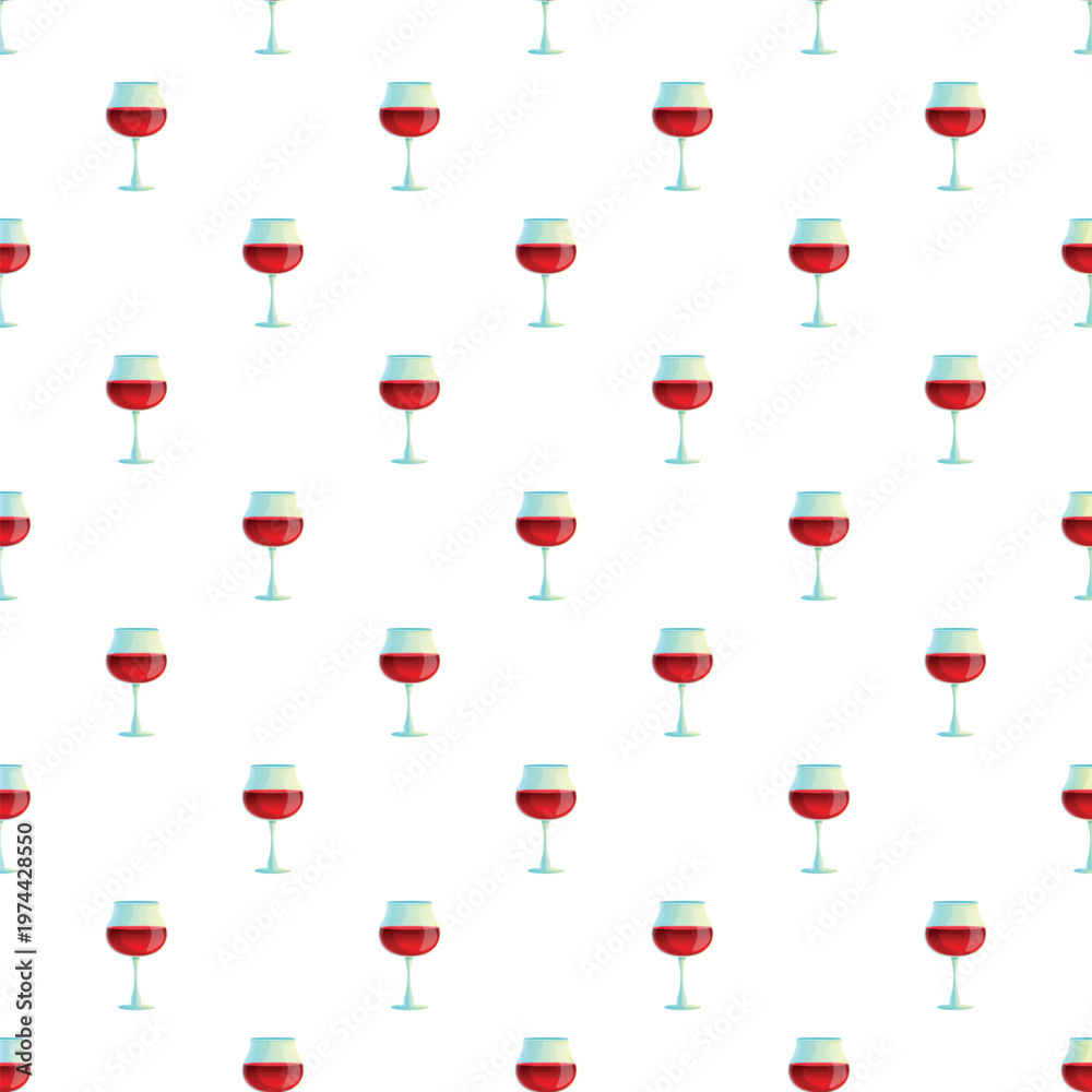 Fototapeta premium Red wine glasses repeating creating an alcoholic beverage background design