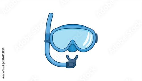 vector Blue Snorkel Mask and Tube for Underwater Exploration