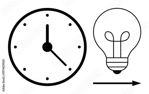 Time and innovation. A clock and light bulb time management and innovation in achieving goals. Time s productivity, innovation, and creativity. For business, education, workflow, planning
