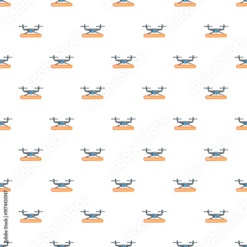 Drones delivering boxes in a modern technology seamless pattern