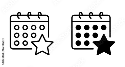 Star Calendar Icon. Date Schedule with Favorite Mark, Event Highlight Concept