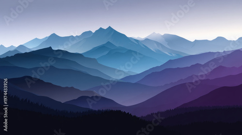 Summer landscape. Beautiful summer mountain panorama. Natural background USA. Green mountains and layers of hills. Election day in USA. America day. Festive mood on President's day