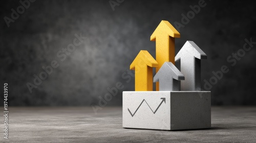 D stylized arrows symbolizing advancement and accomplishment amid competition