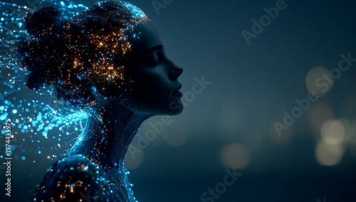 The illustration features a woman with a glowing brain overlay, representing mental vigor and intellect, while her profile emphasizes focus, clarity, and the cognitive and inner thought processes