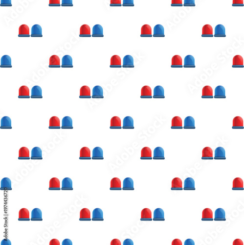 Seamless pattern featuring pairs of red and blue emergency vehicle siren lights