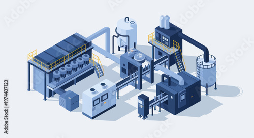 Modern Industrial Manufacturing Plant Equipment and Machinery.