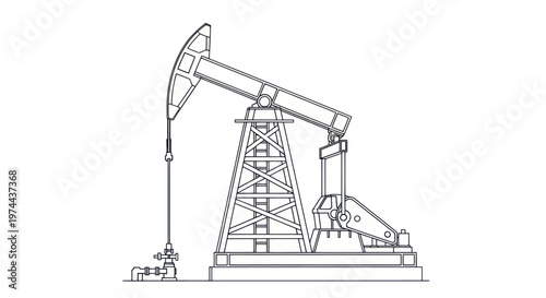 Oil pump jack outline drawing for energy industry.
