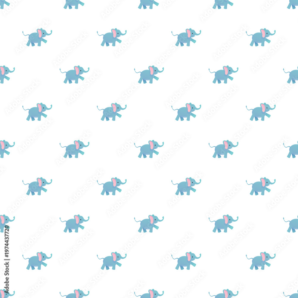 Fototapeta premium Cute blue elephants creating a sweet seamless background for textile and baby products