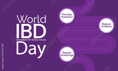 World IBD day, Inflammatory bowel disease day is observed every year on 19 May to raise awareness of Crohn's disease and ulcerative colitis. Vector illustration