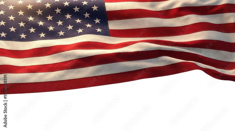 Obraz premium The American flag waving proudly on transparent background
