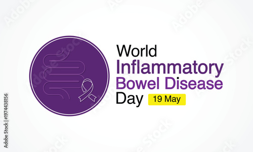 World IBD day, Inflammatory bowel disease day is observed every year on 19 May to raise awareness of Crohn's disease and ulcerative colitis. Vector illustration