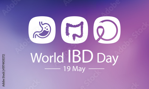 World IBD day, Inflammatory bowel disease day is observed every year on 19 May to raise awareness of Crohn's disease and ulcerative colitis. Vector illustration