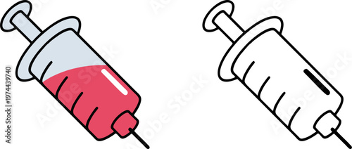 Medical Syringe with Red Liquid Injection