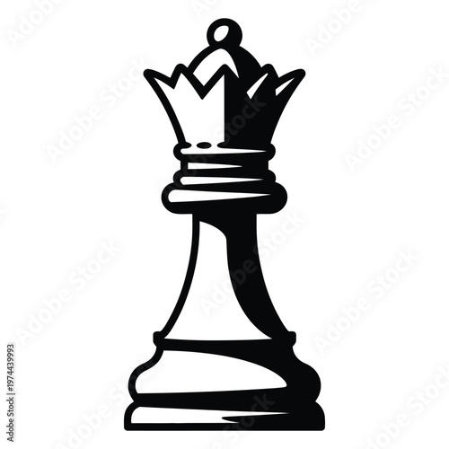 A striking black silhouette of a chess queen showcasing regal design and intricate details silhouette