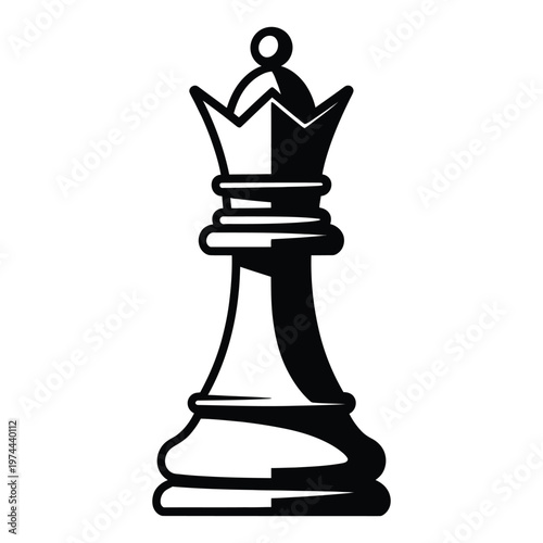 A striking black silhouette of a queen chess piece showcasing regal design and form silhouette