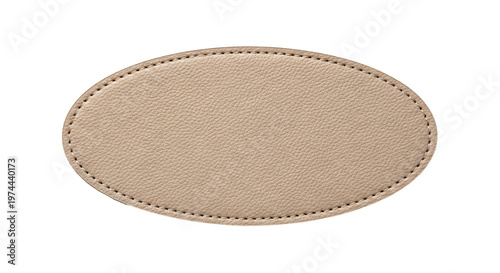 Bilde på lerret Beige oval leather patch stitched edges for design.
