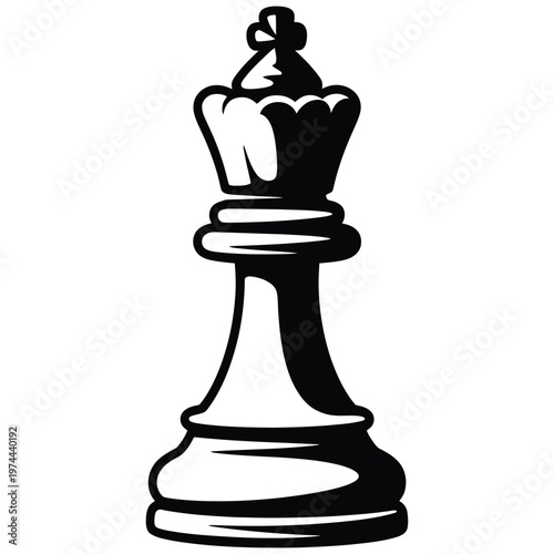 A striking black silhouette of a chess queen showcasing regal design and intricate details silhouette