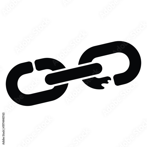 A stark black silhouette of a broken chain link symbolizes fragility and disconnection silhouette