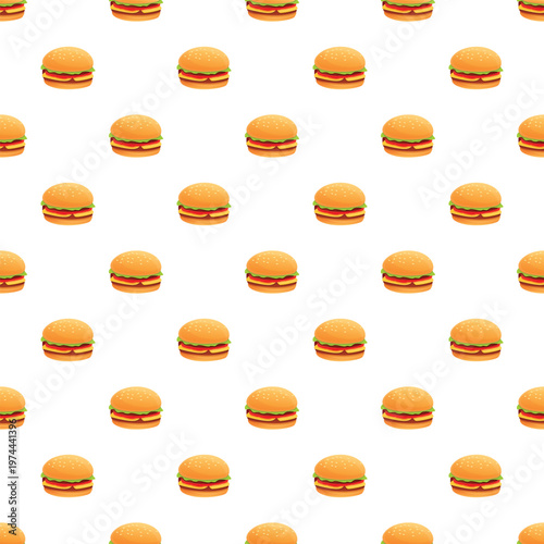 Delicious hamburgers creating a repeating pattern for food and snack design